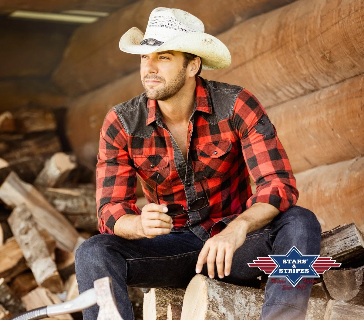 Chemise western à carreaux Calgary - Boutons pressions - Marque Stars &  Stripes