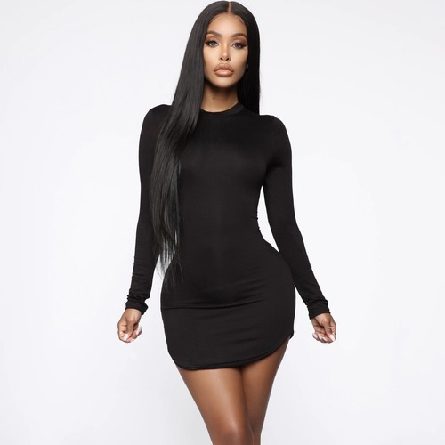 Long Sleeve Mini Body con Dress Size 