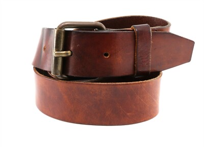 H&M Brown Genuine Leather Belt Size 33-34 Made In Sweden
