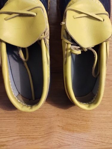 LL BEAN Women's Bean Boots/Shoes, Low Top Yellow Blue Leather Slip- On, Size 10M - Picture 8 of 13