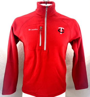 NEW Minnesota Twins Columbia Fast Trek 1/2 Zip Red Fleece Hoodie Jacket Men  M
