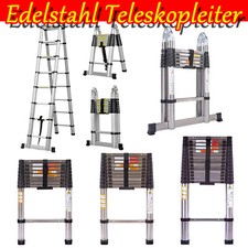 8-16FT Steel Telescoping Ladder Extension Ladders Retraction Collapsible Folding