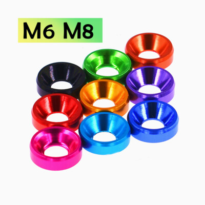 #ad M6 M8 Colored Aluminum Alloy Washer Conical Pan Head Countersunk Screw Gasket $48.82
