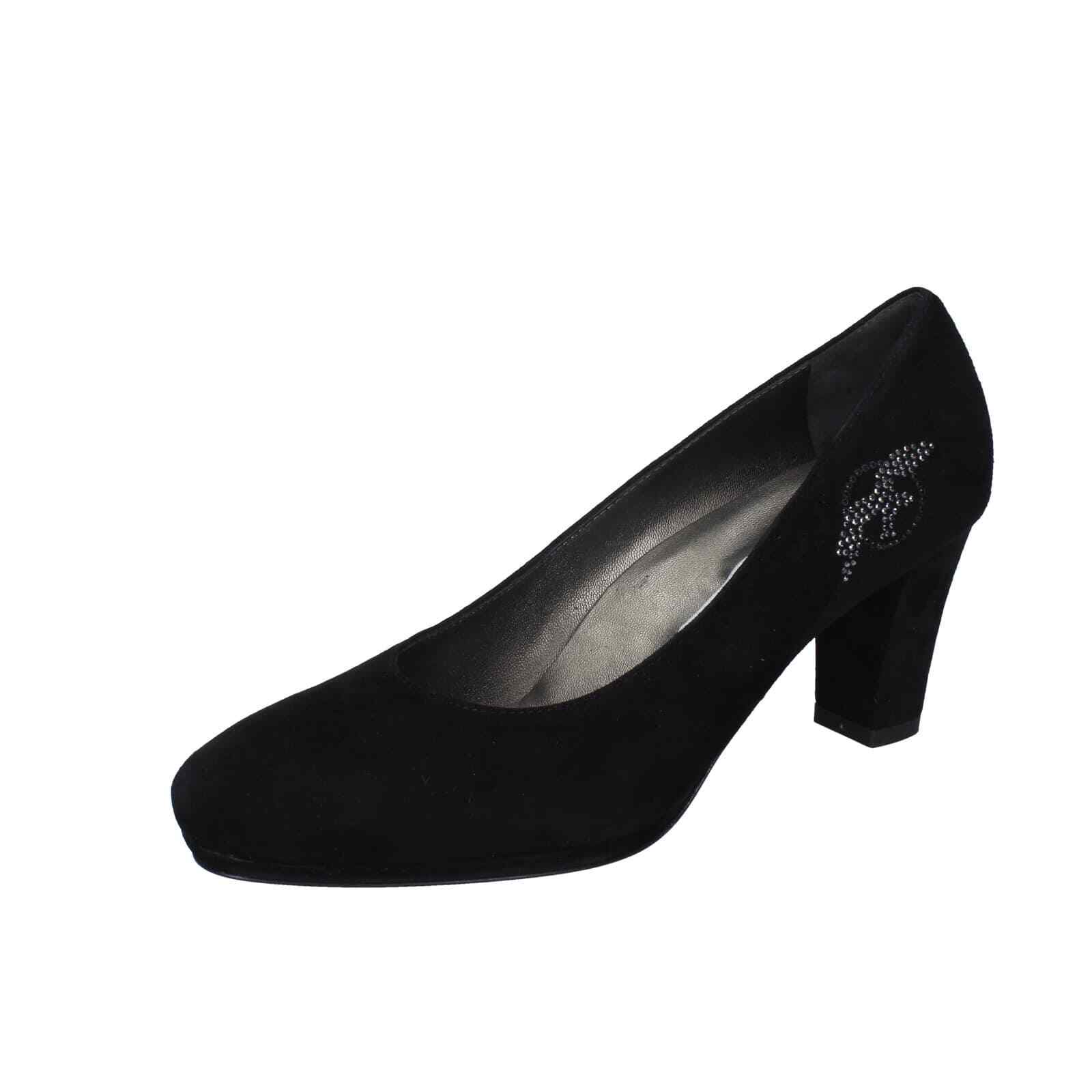 Женская обувь CONFORT 10 (EU 40) туфли-лодочки из черной замши со стразами EZ354-40