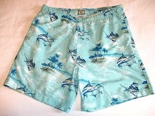 JOE MARLIN Men's Swim Trunks Large Blue Marlin Theme