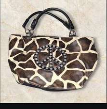 Peace Sign Leopard Print Handbag