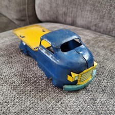 Vintage 1940  s Wyandotte Blue Flatbed truck Pressed Steel Metal 6.5  