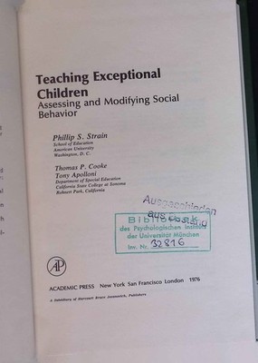Teaching Exceptional Children: Assessing and Modifying Social Behaviour. Educati