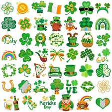 96pcs St. Patrick's Day Temporary Tattoos,Glitter Shamrock Tattoo Stickers fo...