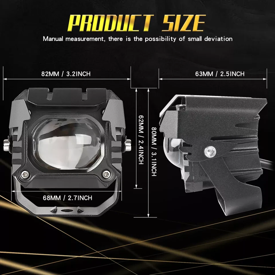 Pair 3'' LED work pods white Yellow Fit For Hummer H1 H2 H3 Humvee AM General - Image 2 of 4