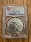 2021 American Eagle Type 1 PCGS MS70 First Strike US Flag Label 1oz Silver Coin