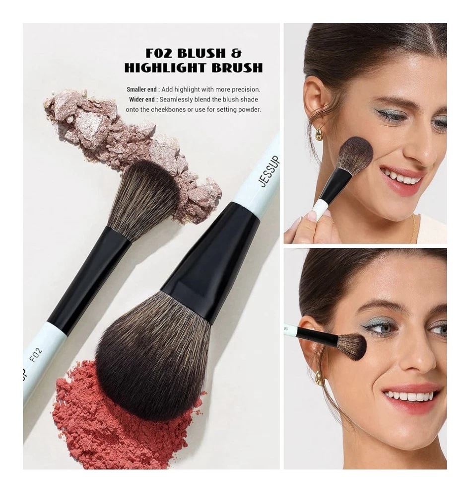 jessup Professional Make Up Brushes 3pcs Bright Cyan . Kit 3 - Image 4 of 4