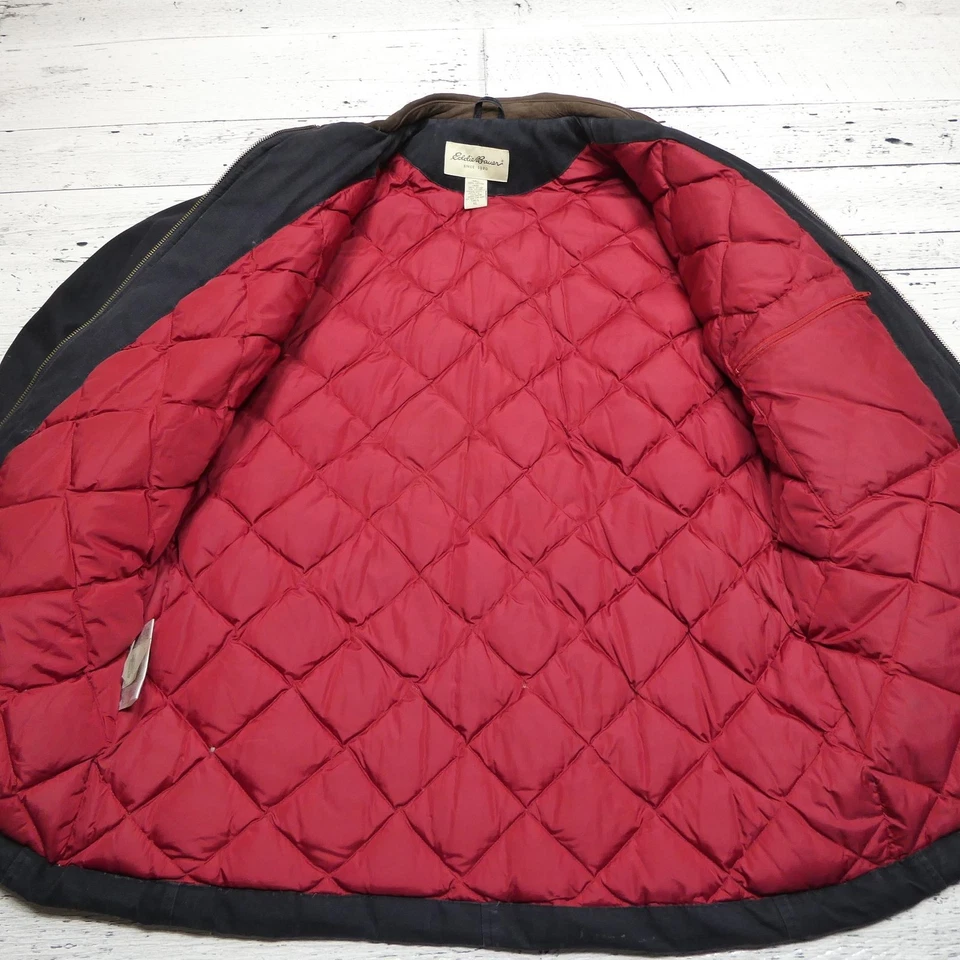 Chaqueta de Granero Eddie Bauer Para Hombres XL Alta Negra Plumón de Ganso Forrada Abrigo de Lona Foto 4 de 4
