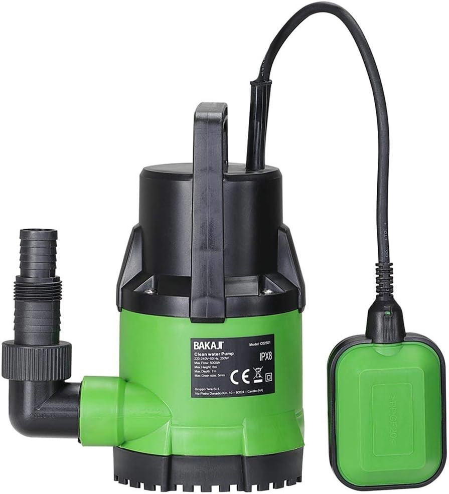 Elettropompa per Acque Chiare 250W | Portata 5000L/H | Fondo Piatto