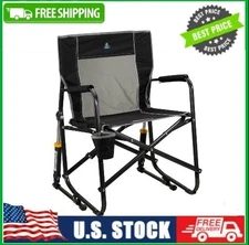 GCI Outdoor Freestyle Rocker Foldable Rocking Camp Chair, Black