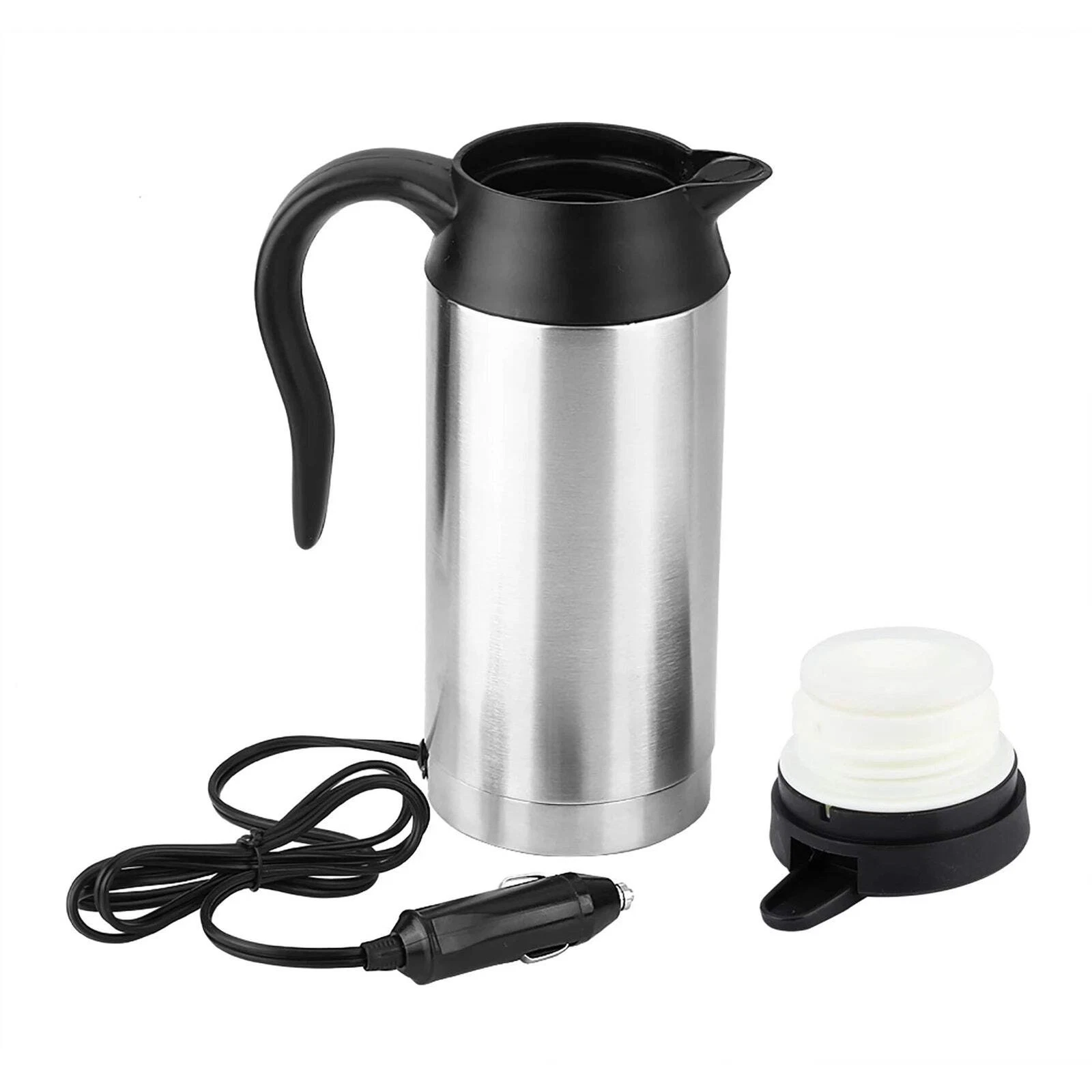 750ml 12V Car Stainless Steel Cigarette Lighter Heating Kettle Mug Electric Trav