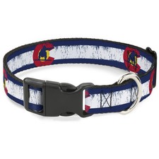 Plastic Clip Collar Colorado Flag/Snowboarder Weathered Medium 11-16.5"