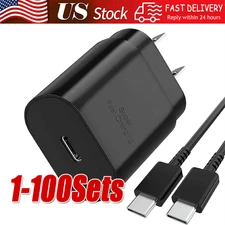 25w Type USB-C Fast Wall Charger+6FT Cable For Samsung Galaxy S20 S21 5G lot US