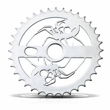 Lowrider Bicycle Laser Cut Mirror Chrome Double Black Widow 36T Custom Sprocket.