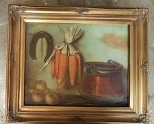 Hand-painted oil painting on canvas, wooden frame, gold leaf, baroque...