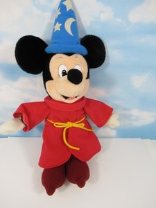 Vintage-MICKEY-MOUSE-Fantasia-Sorcerer-Wizard-Plush-18-034-Walt-Disney-World-Tag