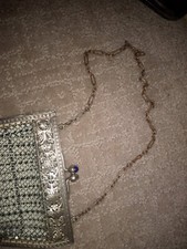 Antique Victorian Edwardian Silver Metal Mesh CHATELAINE Coin Purse Chainmaille