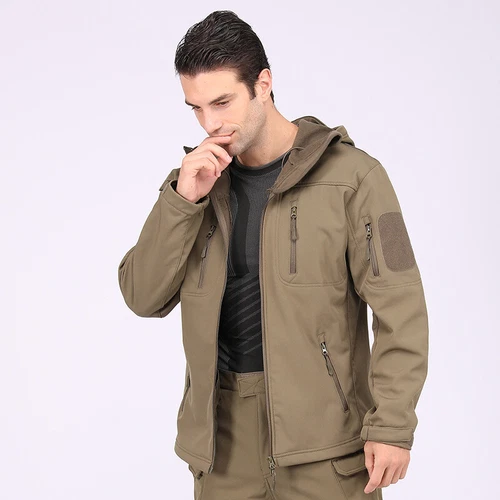 Giacca a vento tattica uomo soft shell giacca esercito jacket cappuccio tempo libero ~ - Foto 21 di 65