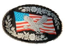 Brand New: Vintage Bald Eagle Flying In Front of The American Flag Belt Buckle