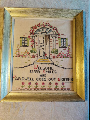 Antique / vintage / needlepo/ sampler/Folk/DEVOTIONAL