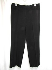 Liz Claiborne Dress Pants Size 12 Petite Black Flat Front Hook Zipper Pockets