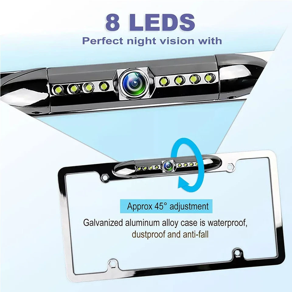 Marco de matrícula de visión nocturna inversa estacionamiento cámara de visión trasera coche Foto 2 de 4