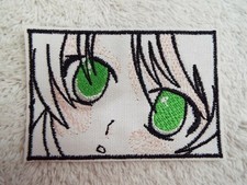 Black White Green ANIME EYES 4" Embroidery Iron-on Patch E16 