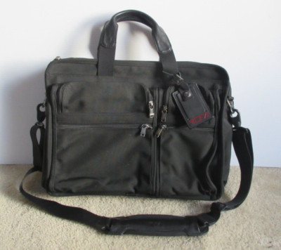 Tumi Alpha 26060D4 Black Expandable Briefcase Messenger Laptop Bag