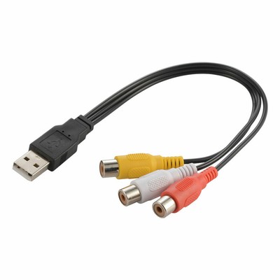 3 RCA Male To USB 2.0 Male A Adapter Cable - Composite Audio Video AV For HDD DVR