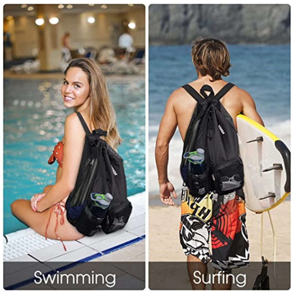 Drawstring Gym Bag for Swimming - Mesh Drawstring Backpack Sports Bag - Image 3 of 4