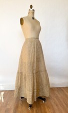Antique 1900s Sheer Cotton Voile Lawn Hashtag Print Skirt Underskirt M