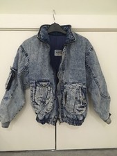 Veste en jean bleu femme légèrement raccourcie vintage taille S