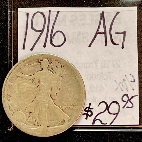 1916 Walking Liberty silver half dollar Coin ( AG) Almost Good Condition ENN