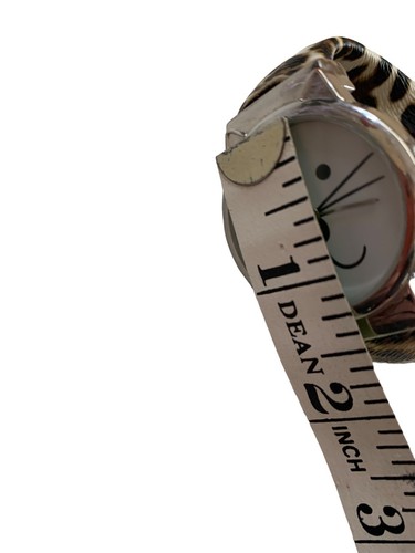Tom Cat Dial Watch Feline Kitty Lover Cheetah Animal Print Cuff Needs Battery - Picture 10 of 10