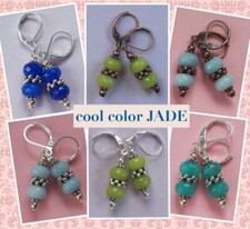 faceted double JADE cool tones earrings handcrafted SP CHOOSE XX
