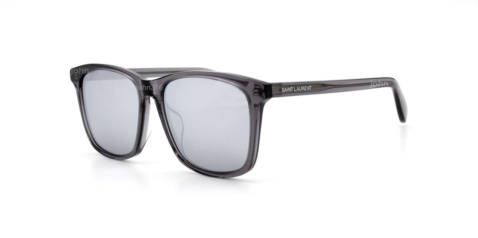 Occhiali da sole Saint Laurent R1975 unisex quadrati neri trasparenti 57 mm