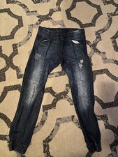 Denim biker joggers