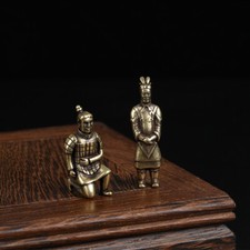 1Pair Solid Brass Terra Cotta Warriors Figurine Statue Home Ornament Figurines