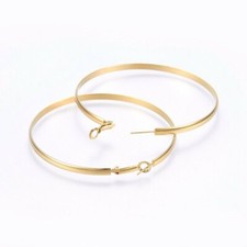 304 Stainless Steel Hoop Earrings Ring Gold 1.2" To 3" Pin 0.8mm  P622