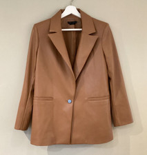 Alice + Olivia Brown Vegan Faux Leather Blazer Jacket - Size Xs Cost £435