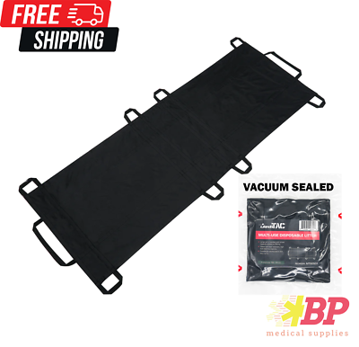 #ad Meditac Emergency Carry Litter Foldable Water Resistant Stretcher Black $24.95