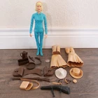 Vintage 1965 Louis Marx Action Figure Jane West Blue W/ Accessories