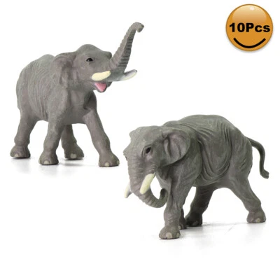 10pcs échelle HO 1:87 Modèles d'Éléphant Peint PVC Animal de Décor Ferroviaire