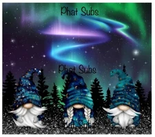 20oz Sublimation Tumbler Wrap Northern Lights Gnomes Ready To Press Transfer