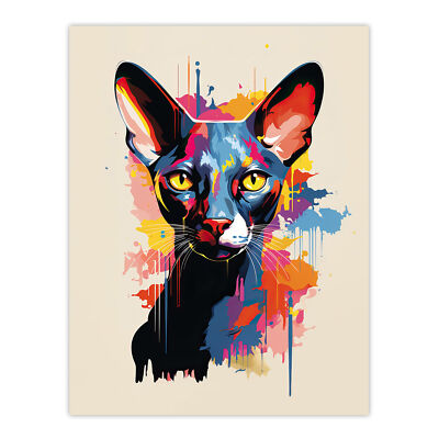 Oriental Shorthair Cat Lover Pet Portrait Artwork Painting Wall Art Poster Print